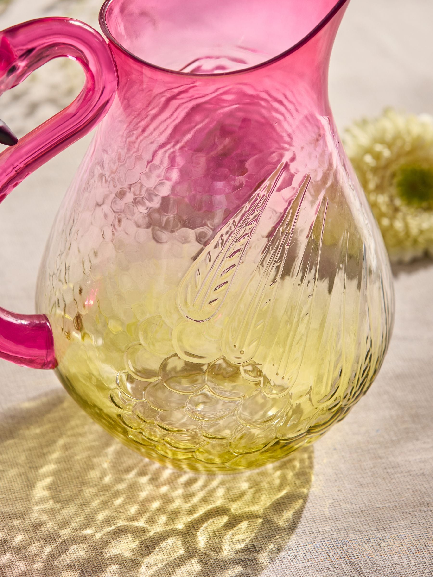Flamingo picnic acrylic jug pink yellow ombre - British product