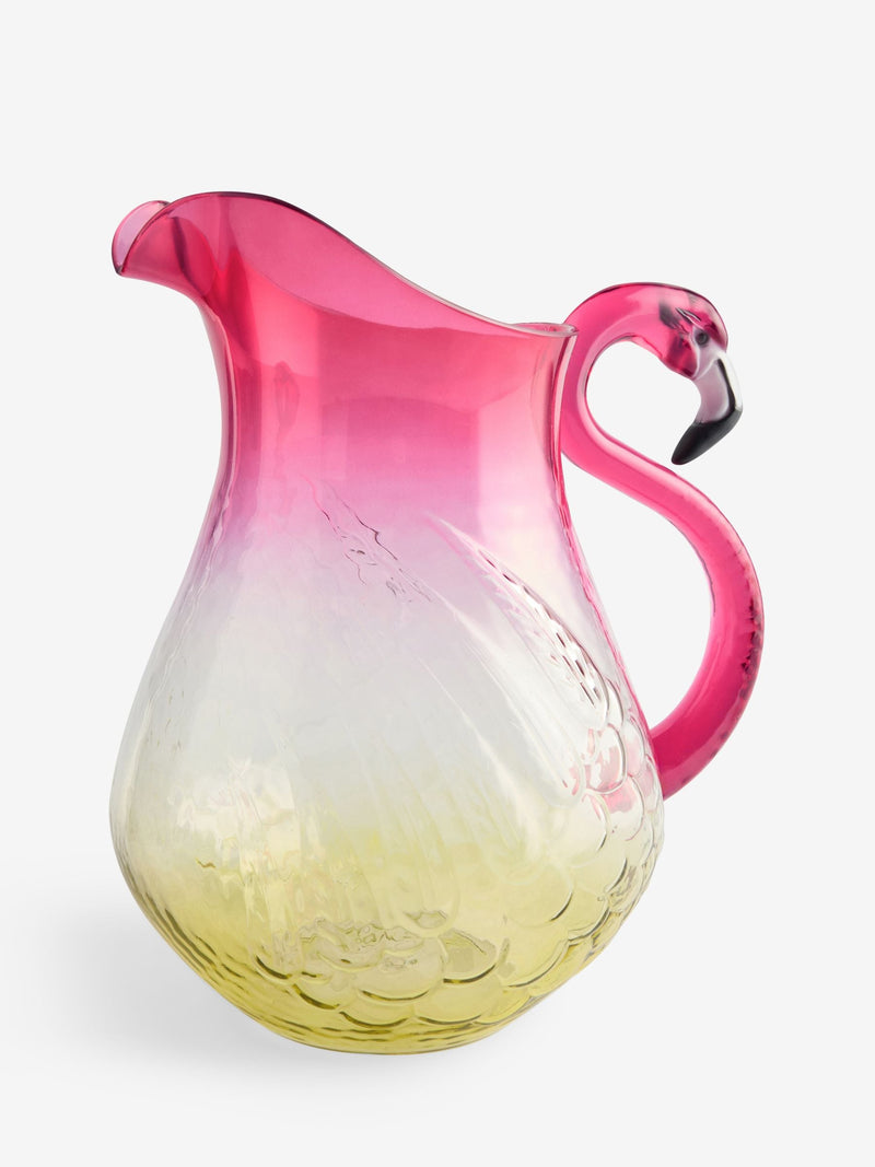 Flamingo picnic acrylic jug pink yellow ombre - British product