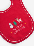 JoJo Maman Bébé red bib for first Christmas, imported from the UK