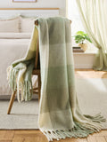 Sage Green Cosy Check Throw wool blend, UK version