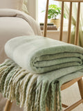Sage Green Cosy Check Throw wool blend, UK version