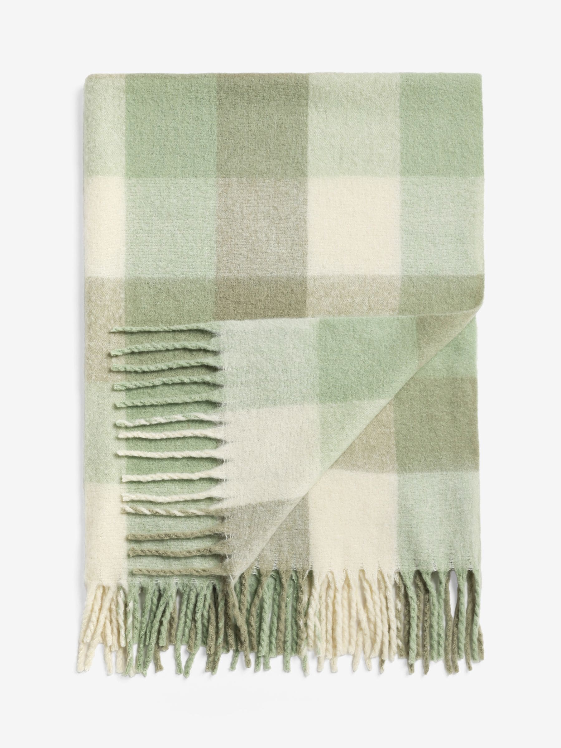 Sage Green Cosy Check Throw wool blend, UK version