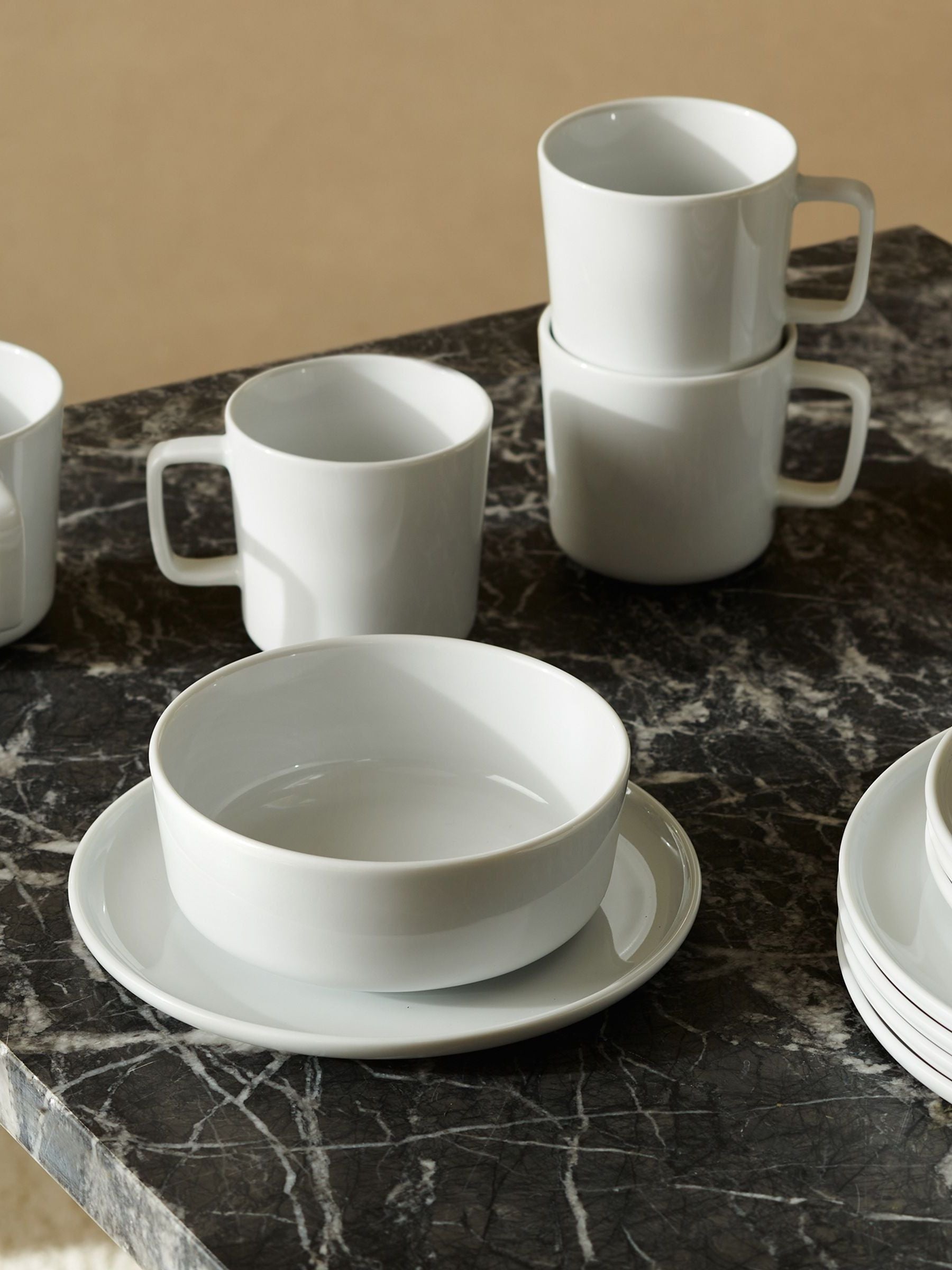 LSA International set of two white collective porcelain mugs, 370ml each, UK version