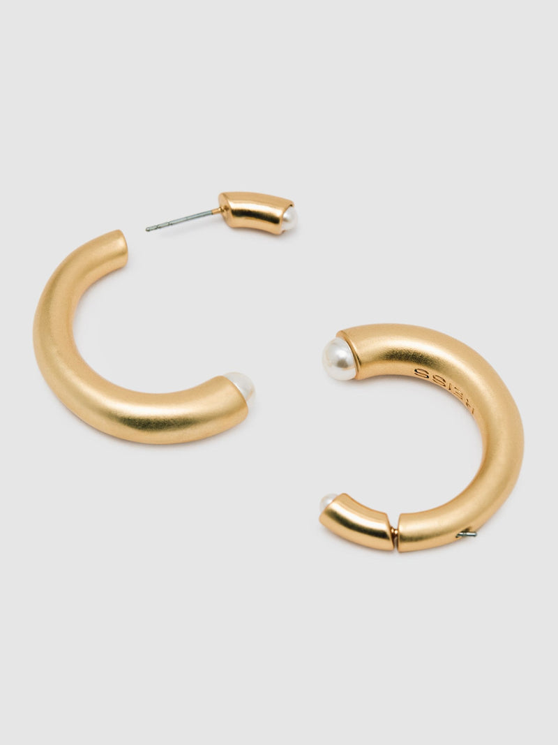 Reiss Gold Anais Tone Pearl Earrings