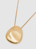Reiss Perdita gold tone necklace with textured pebble pendant 51cm, imported from the UK