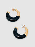 Gold-Tone Marbled Enamel Hoop Earrings with Hypoallergenic Posts