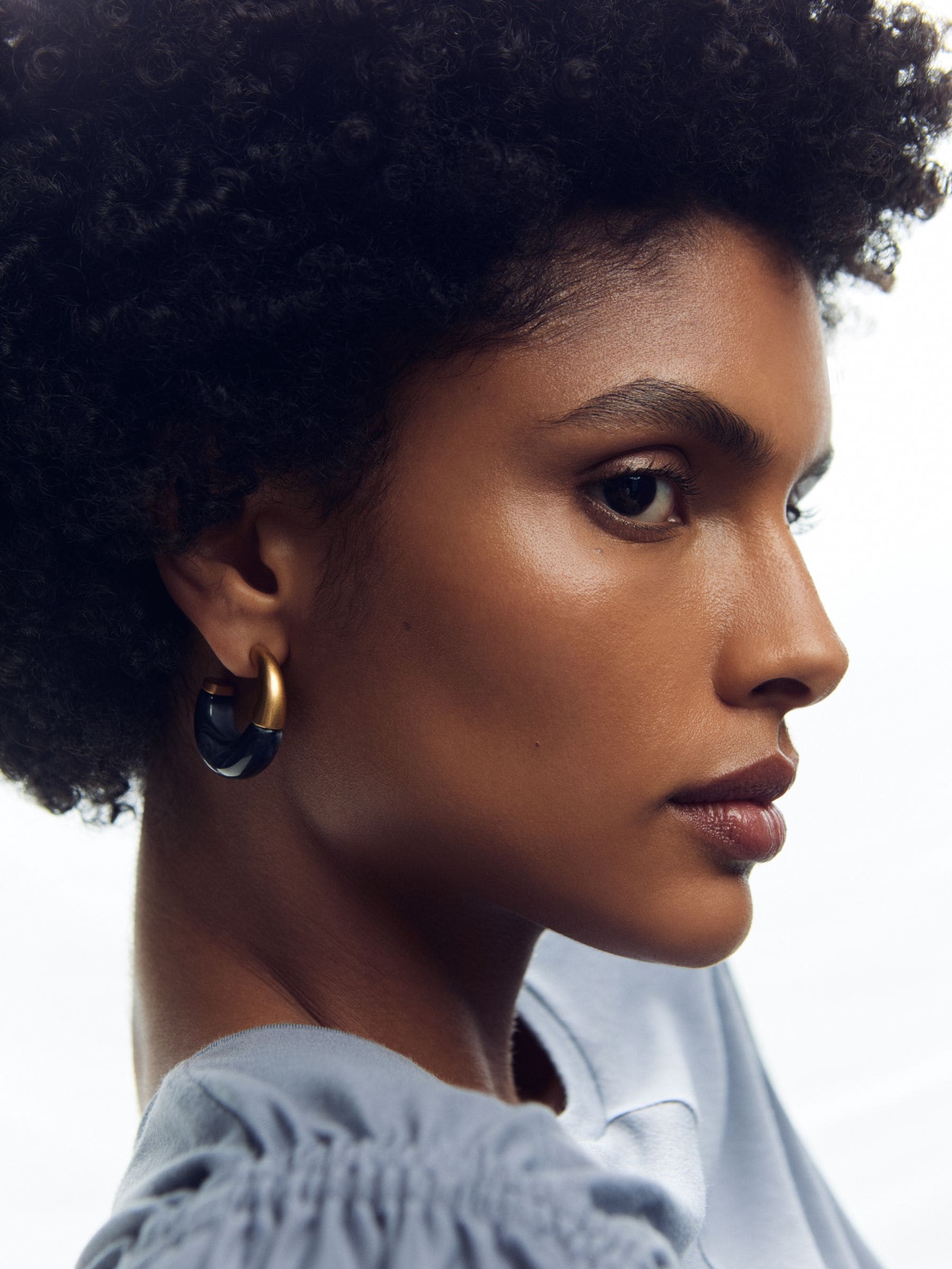 Gold-Tone Marbled Enamel Hoop Earrings with Hypoallergenic Posts