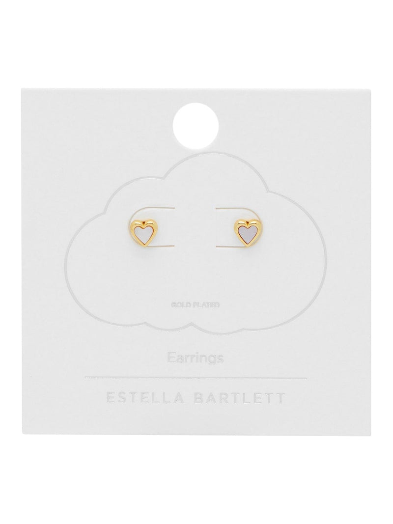 Estella Bartlett Gold Tone Pink Pearl Heart Stud Earrings