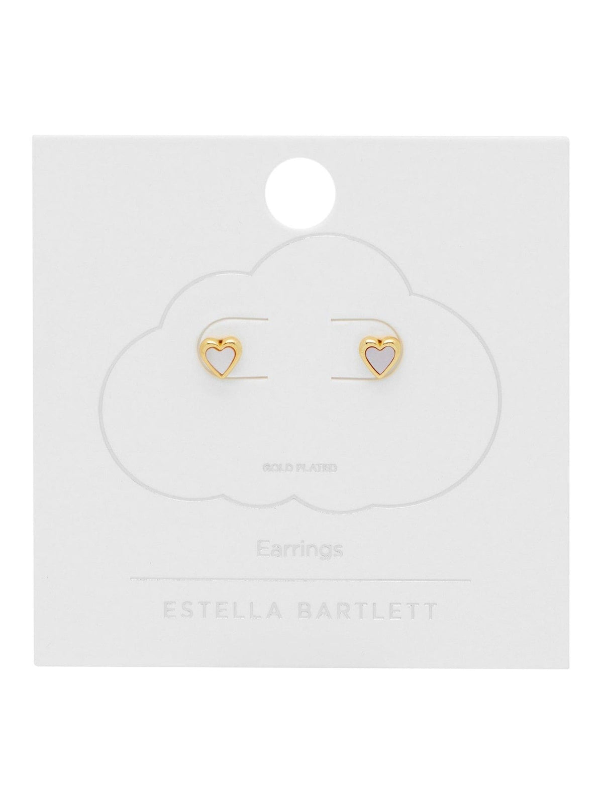 Estella Bartlett Gold Tone Pink Pearl Heart Stud Earrings