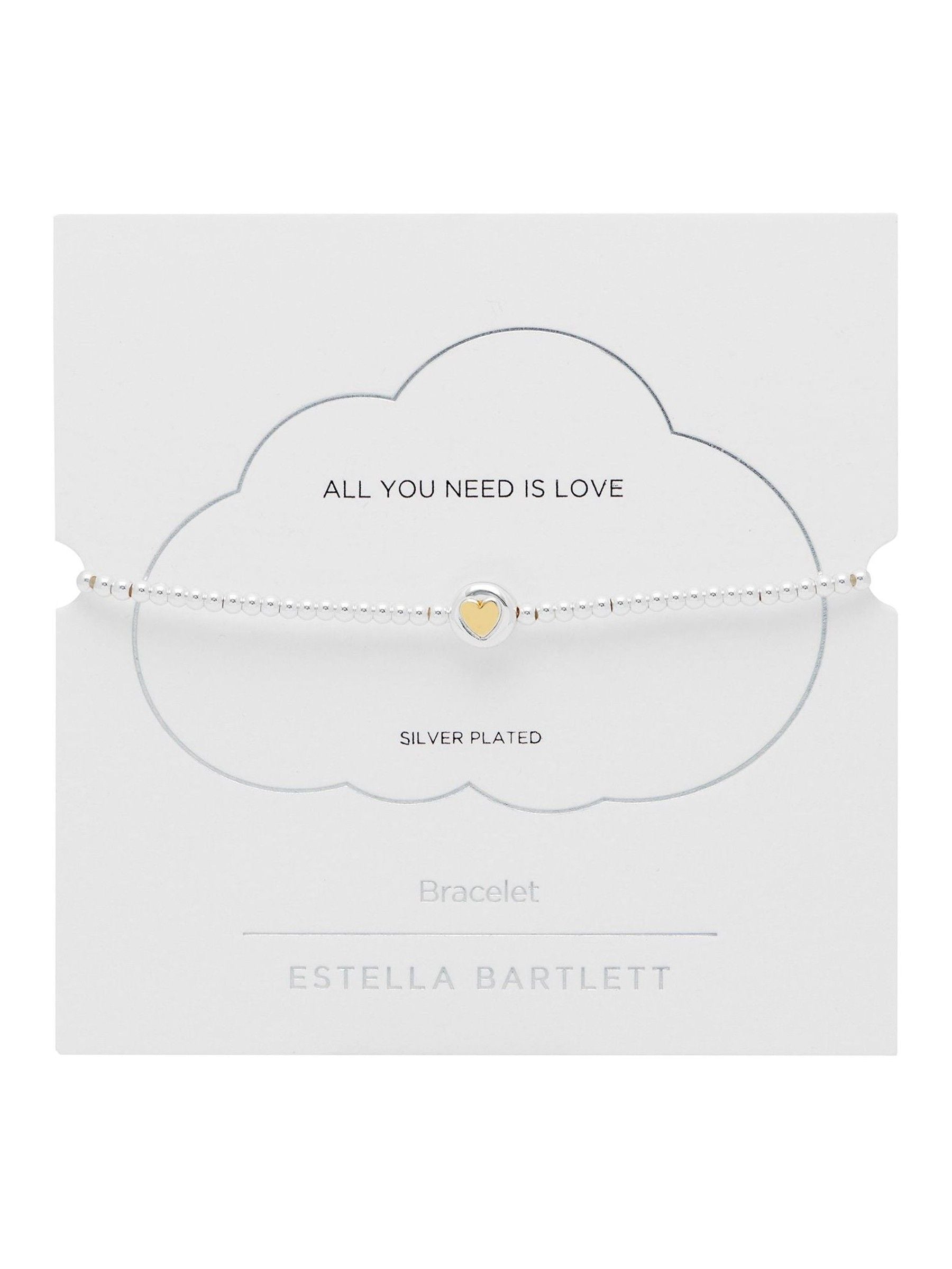 Estella Bartlett Silver Tone Heart Disc Bead Bracelet - British product
