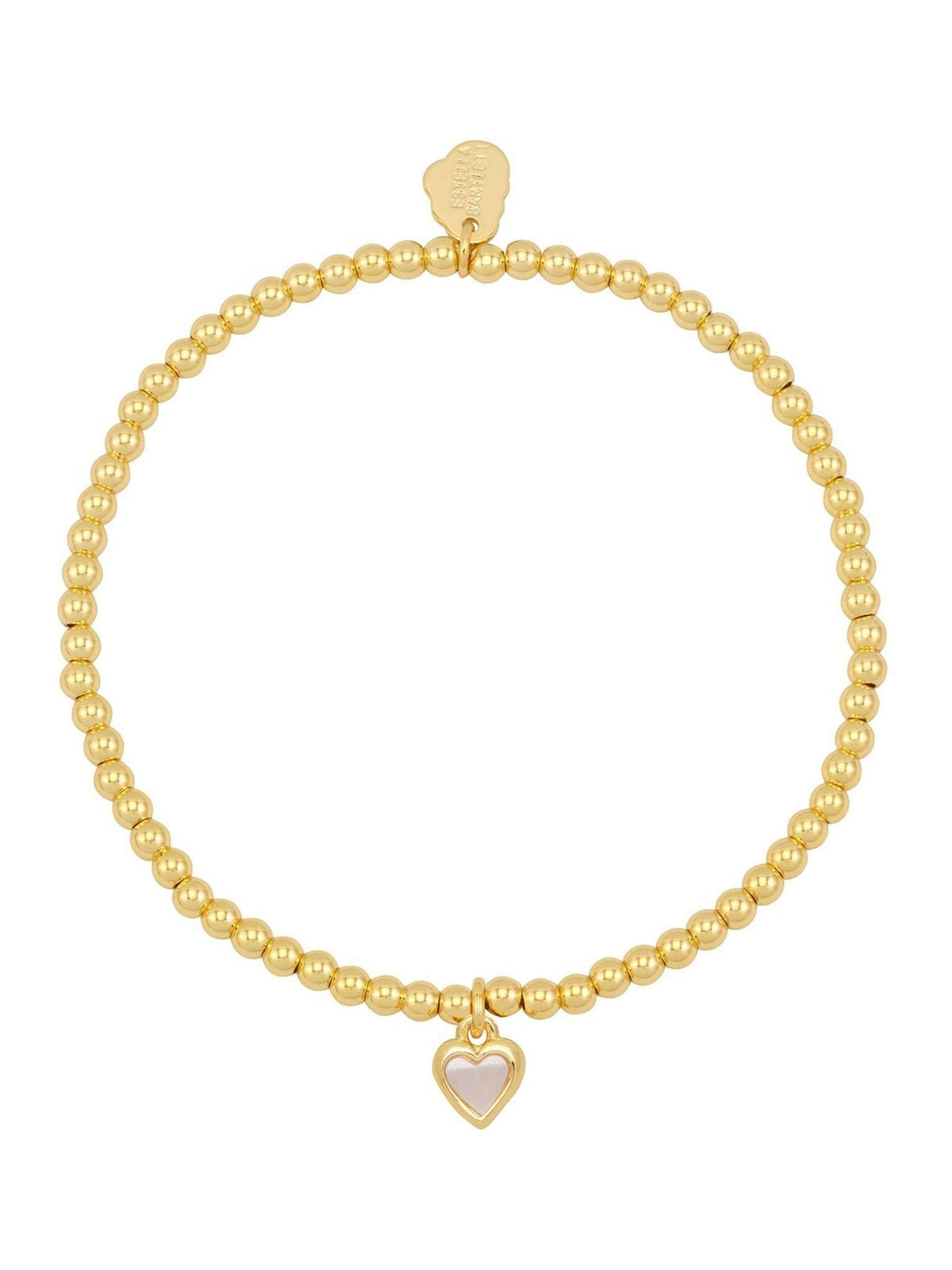 Gold Tone Pink Pearl Heart Bracelet