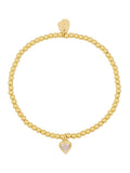 Gold Tone Pink Pearl Heart Bracelet