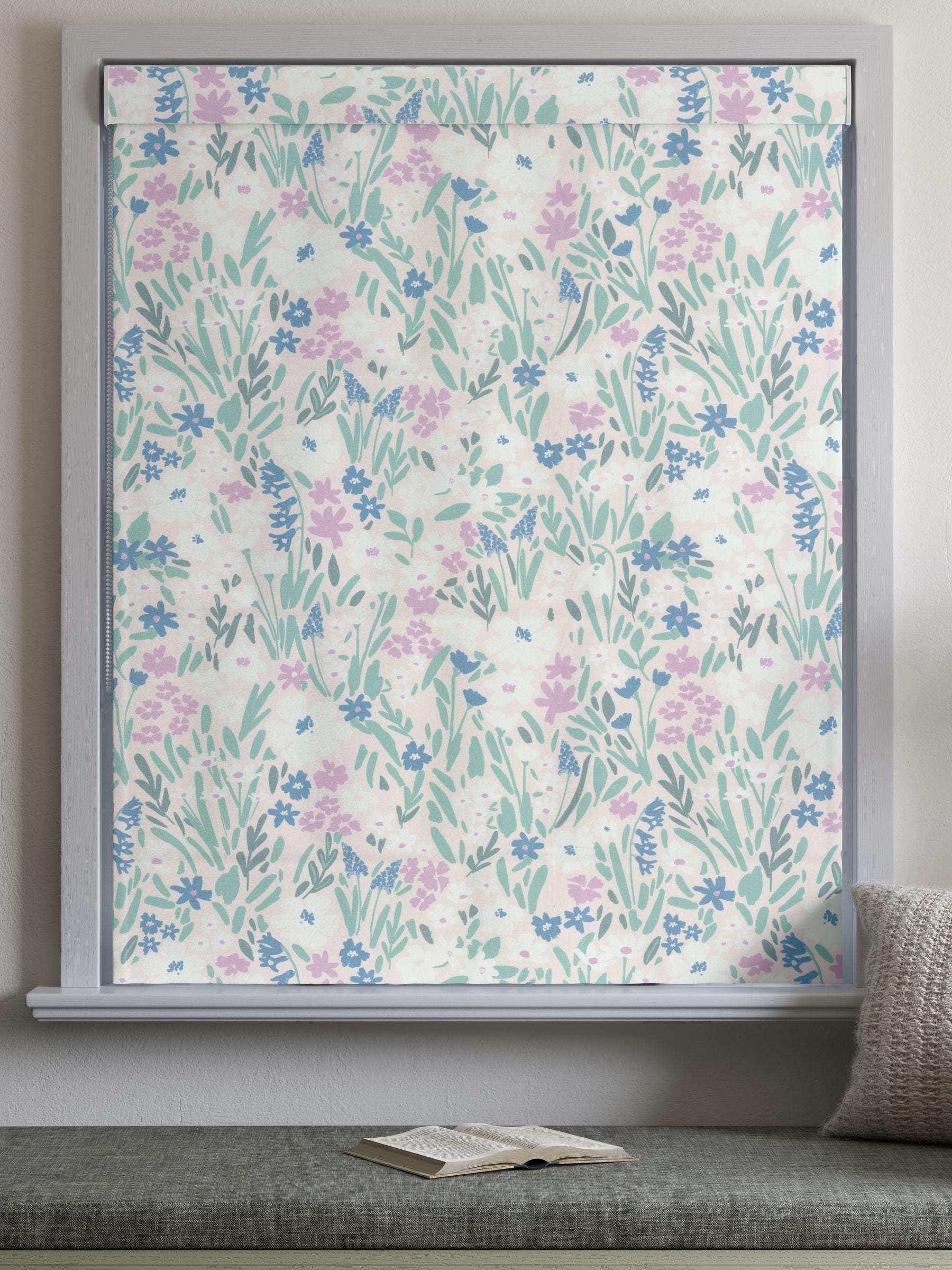 Purple Gouache floral roman blinds 640x640mm (British brand)
