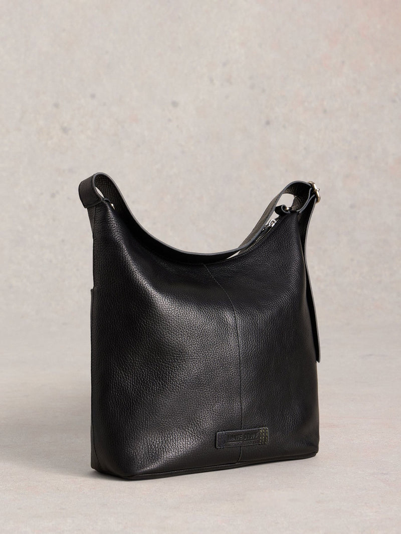 White Stuff black Sophia cross-body bag in leather, imported from the UK