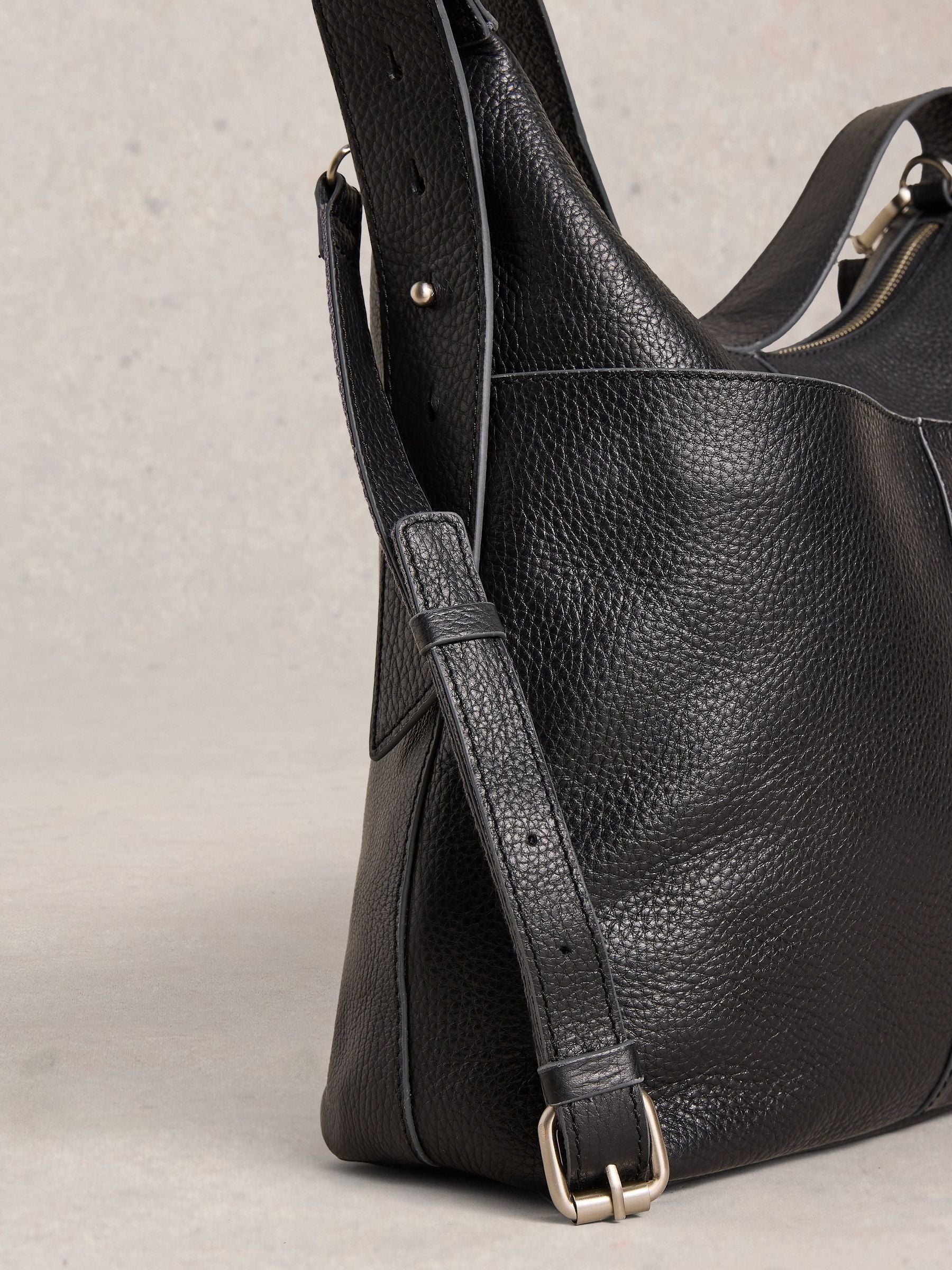 White Stuff black Sophia cross-body bag in leather, imported from the UK