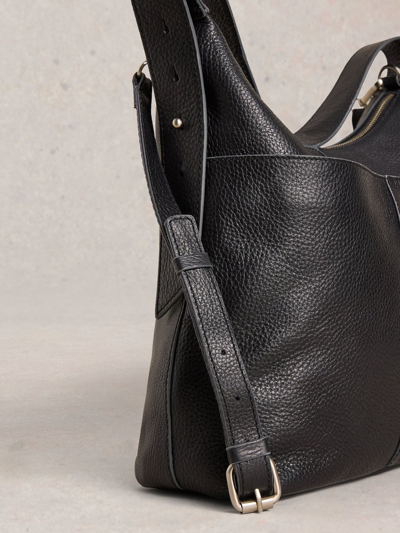 White Stuff black Sophia cross-body bag in leather, imported from the UK