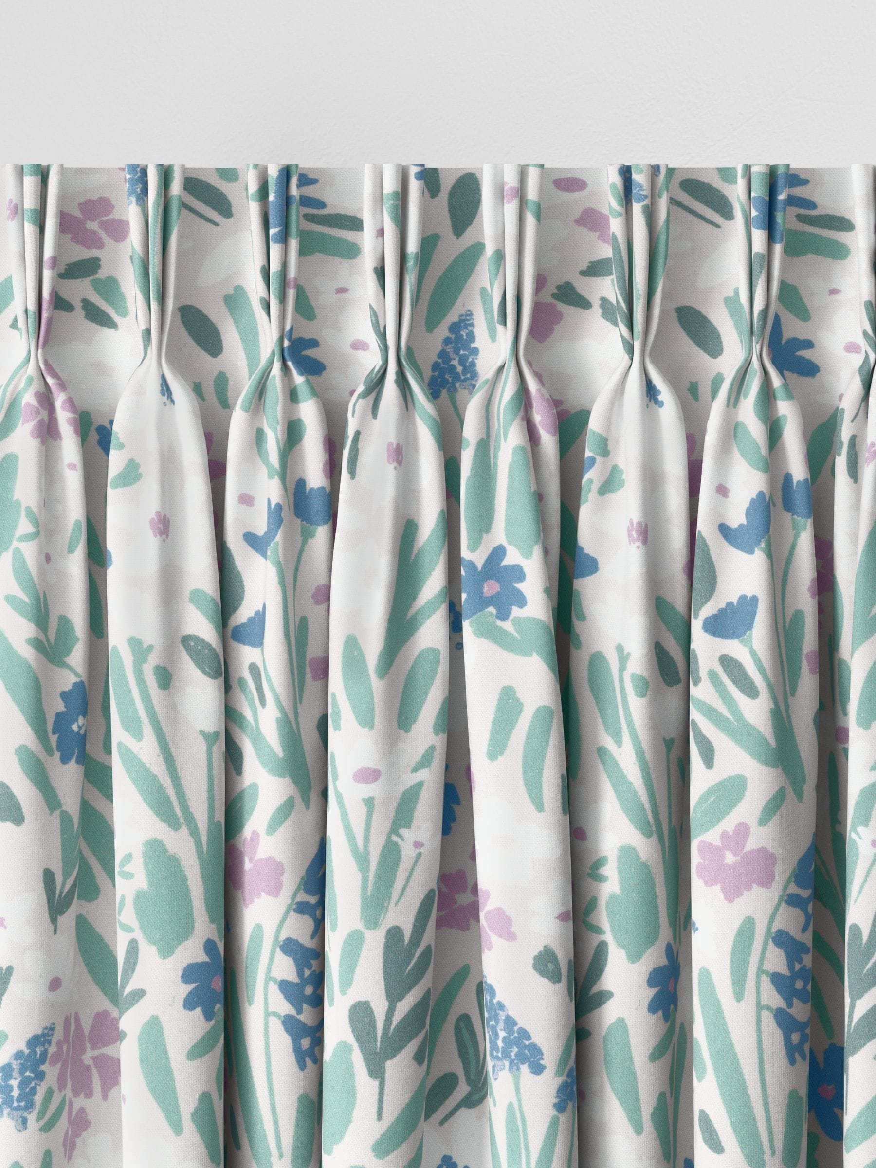 Purple gouache floral made to measure curtains, British brand