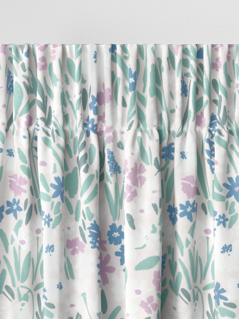 Purple gouache floral made to measure curtains, British brand