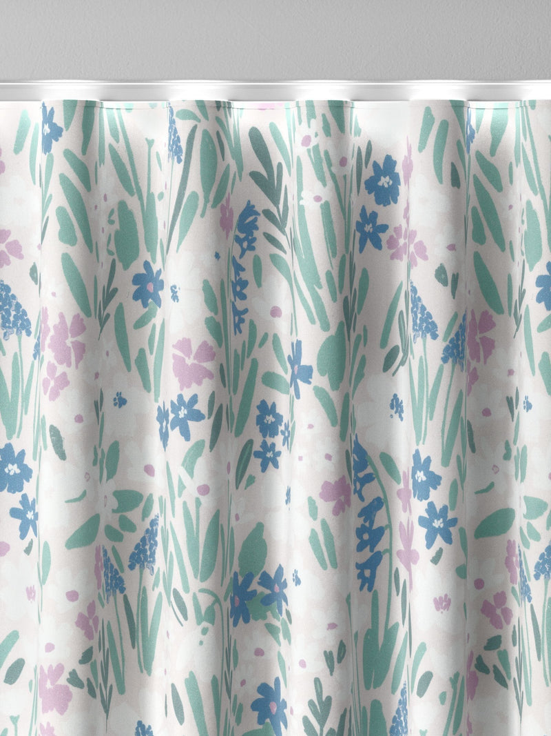 Purple gouache floral made to measure curtains, British brand