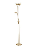 Searchlight Carina Sol satin brass floor lamp, imported from the UK