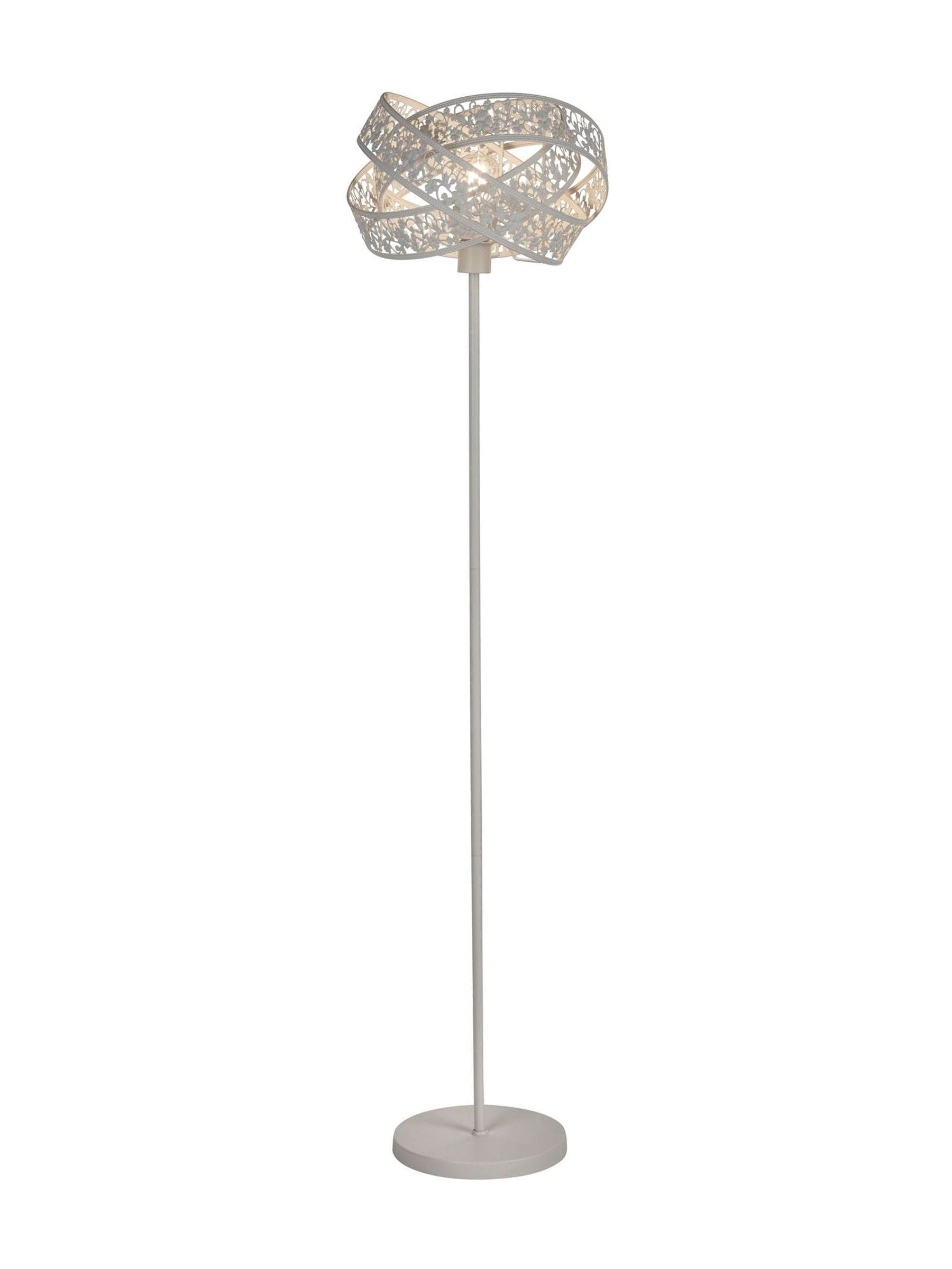 Searchlight white Petra fretwork floor lamp, UK version