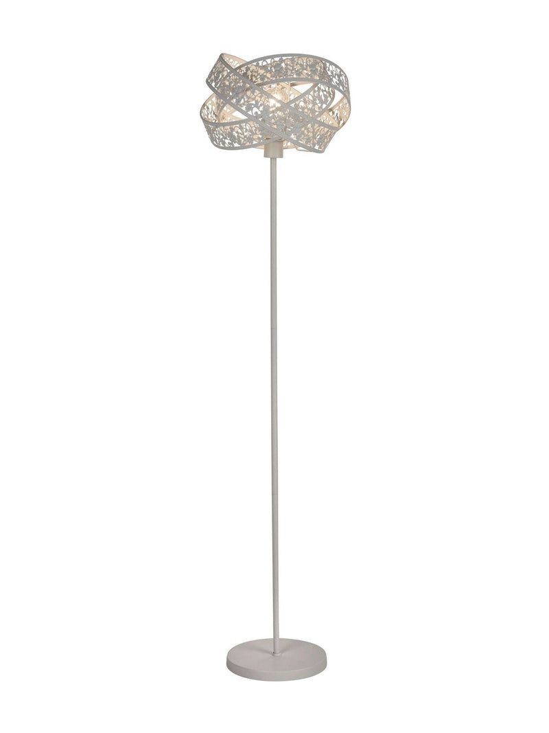 Searchlight white Petra fretwork floor lamp, UK version