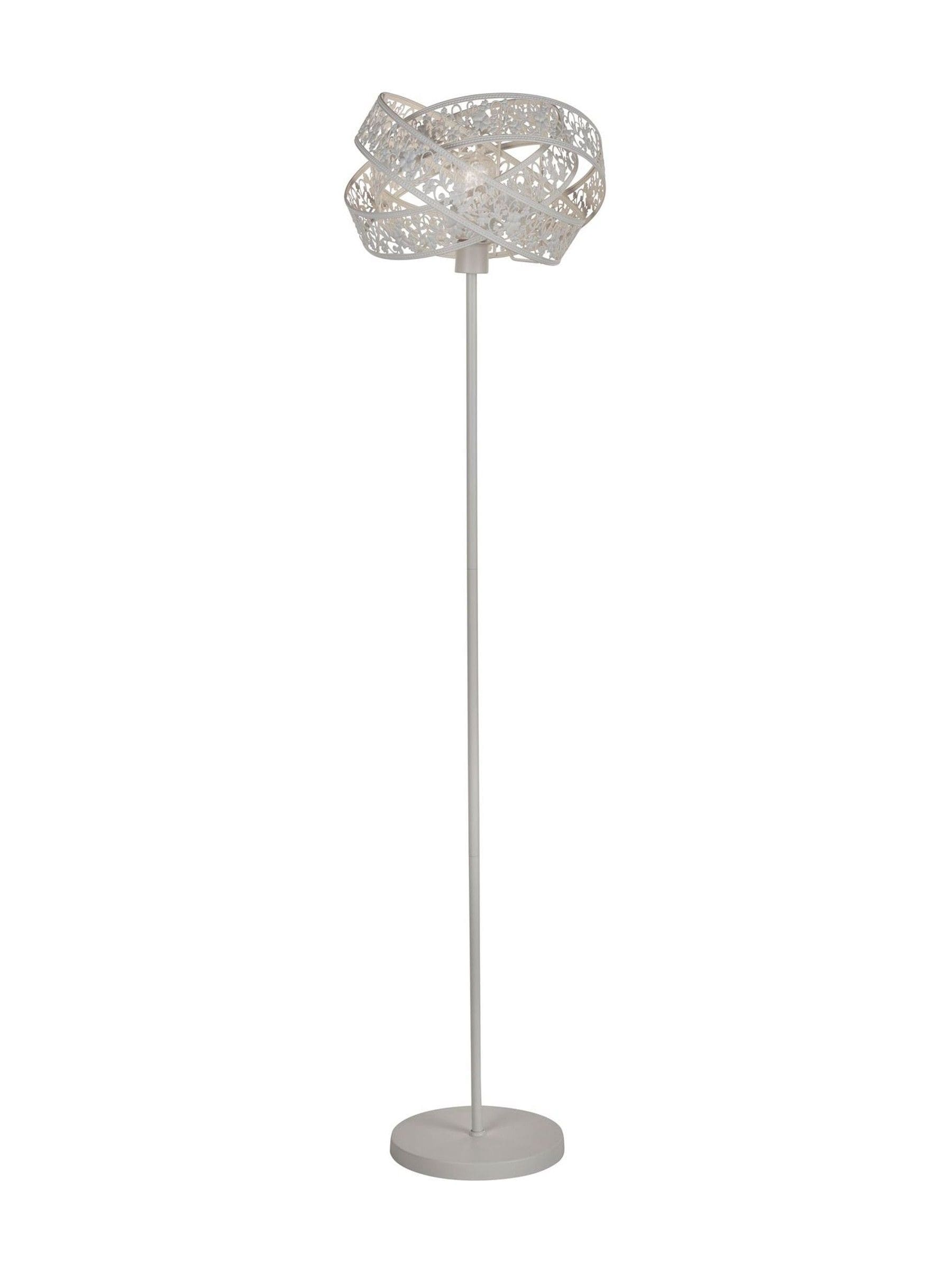 Searchlight white Petra fretwork floor lamp, UK version