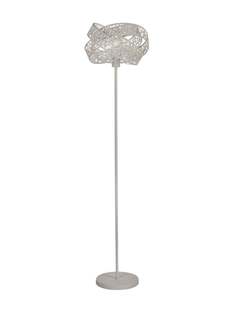 Searchlight white Petra fretwork floor lamp, UK version