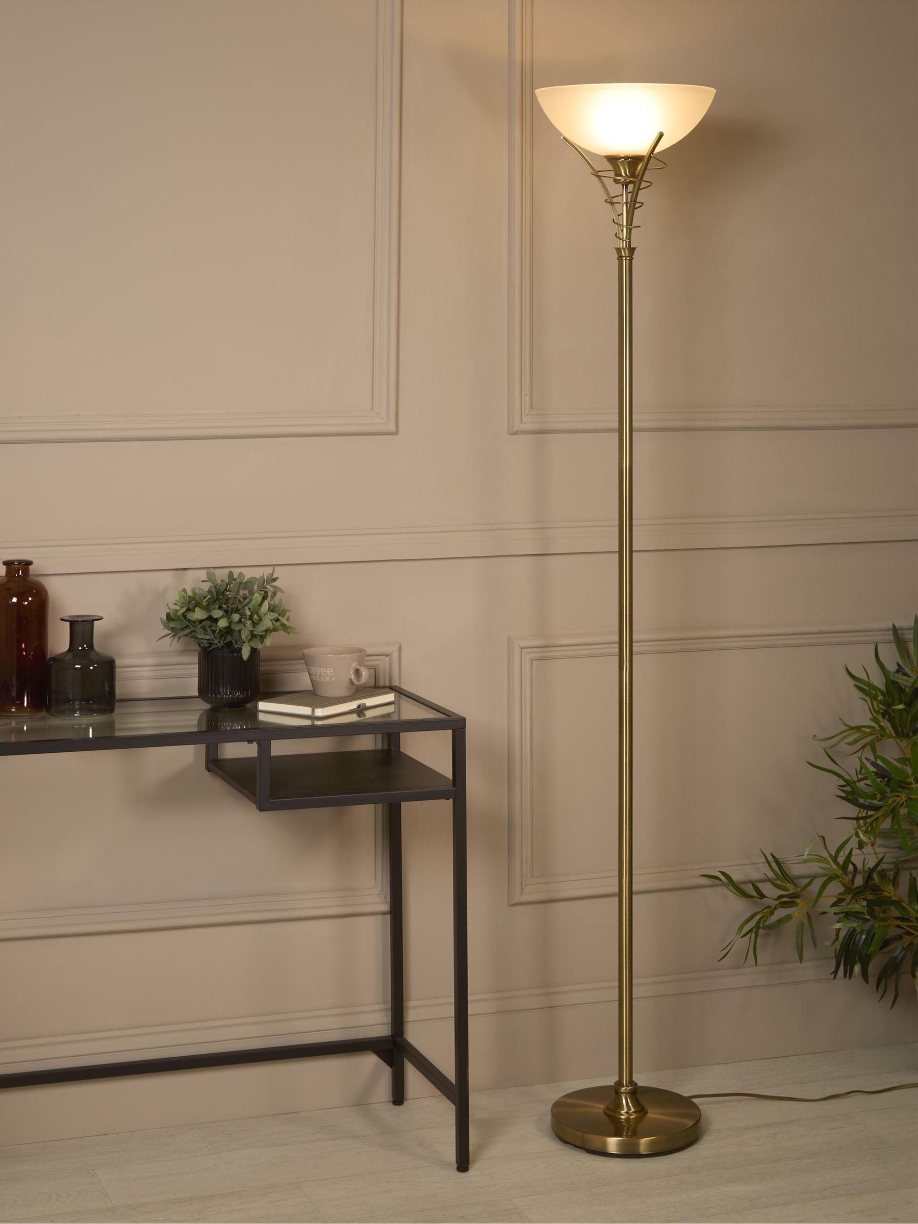 Searchlight Carriden acid glass floor lamp, imported from the UK