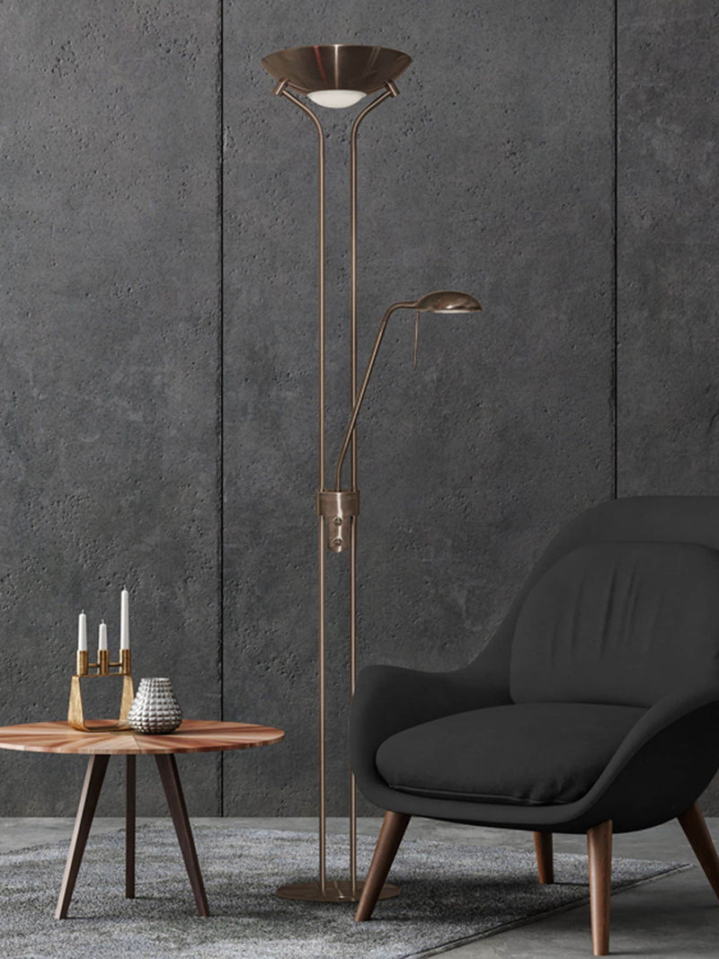 Searchlight antique brass floor lamp 180cm, imported from the UK