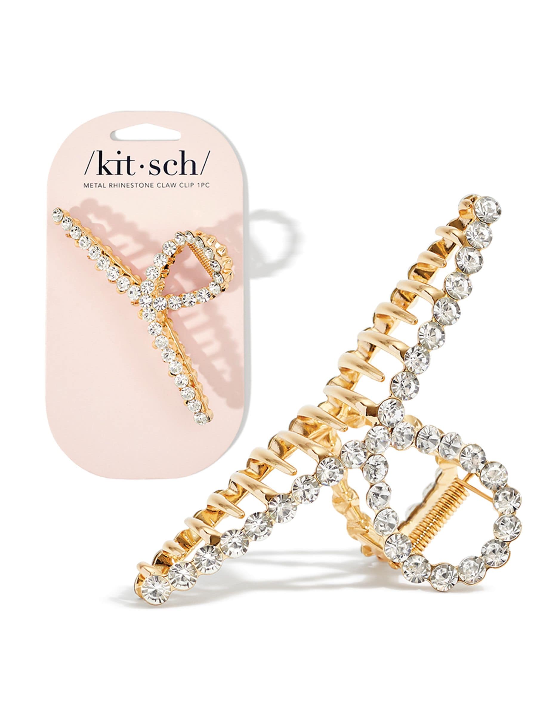 Loop-Shaped Gold Rhinestone Hair Claw Clip