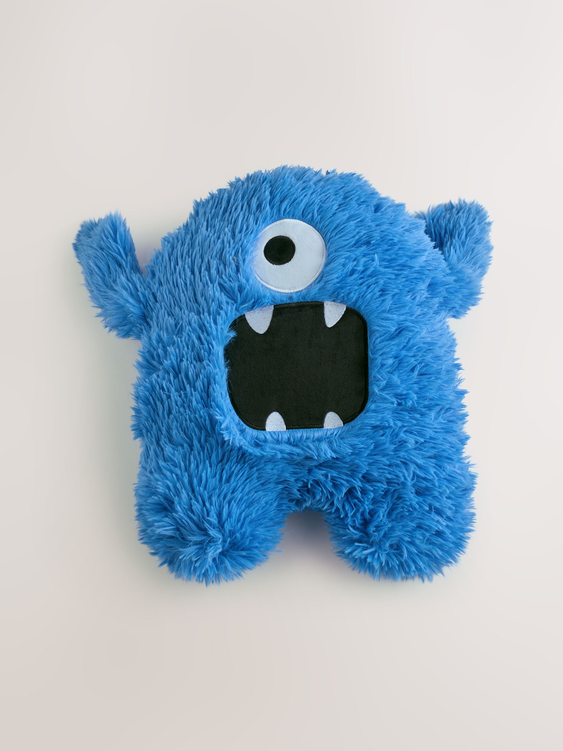 Blue Monster plush cushion, machine washable, recycled polyester (British brand)