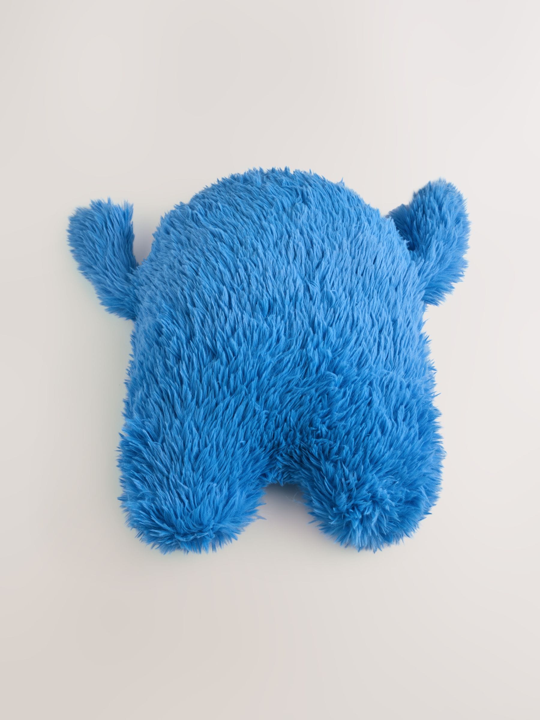 Blue Monster plush cushion, machine washable, recycled polyester (British brand)