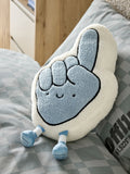 Blue and white foam hand cushion novelty item, imported from the UK