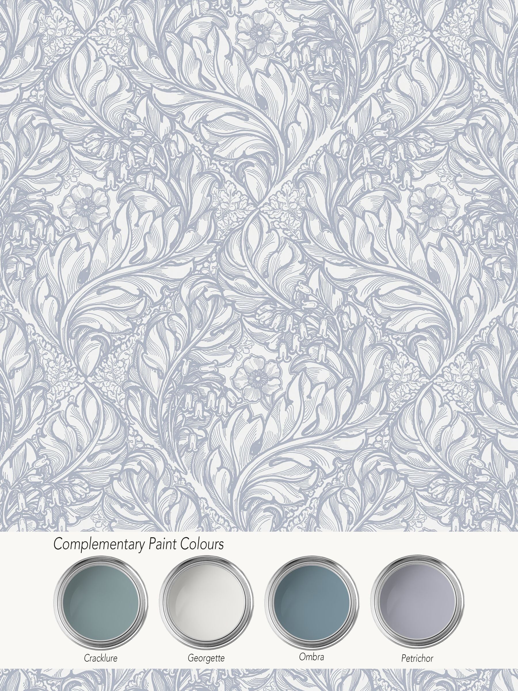 Laurence Llewelyn-Bowen Rambleicious wallpaper sample blue floral A4 (British brand)