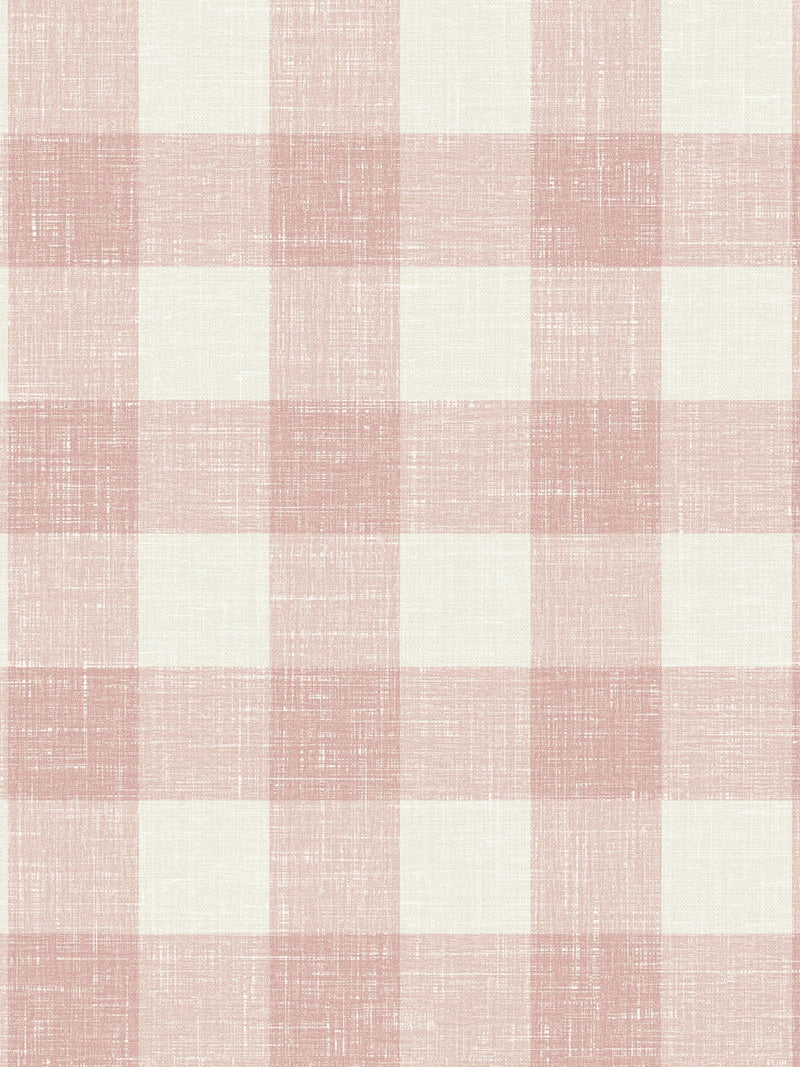 Galerie wallpaper sample Pink French Country Plaid A4, imported from the UK