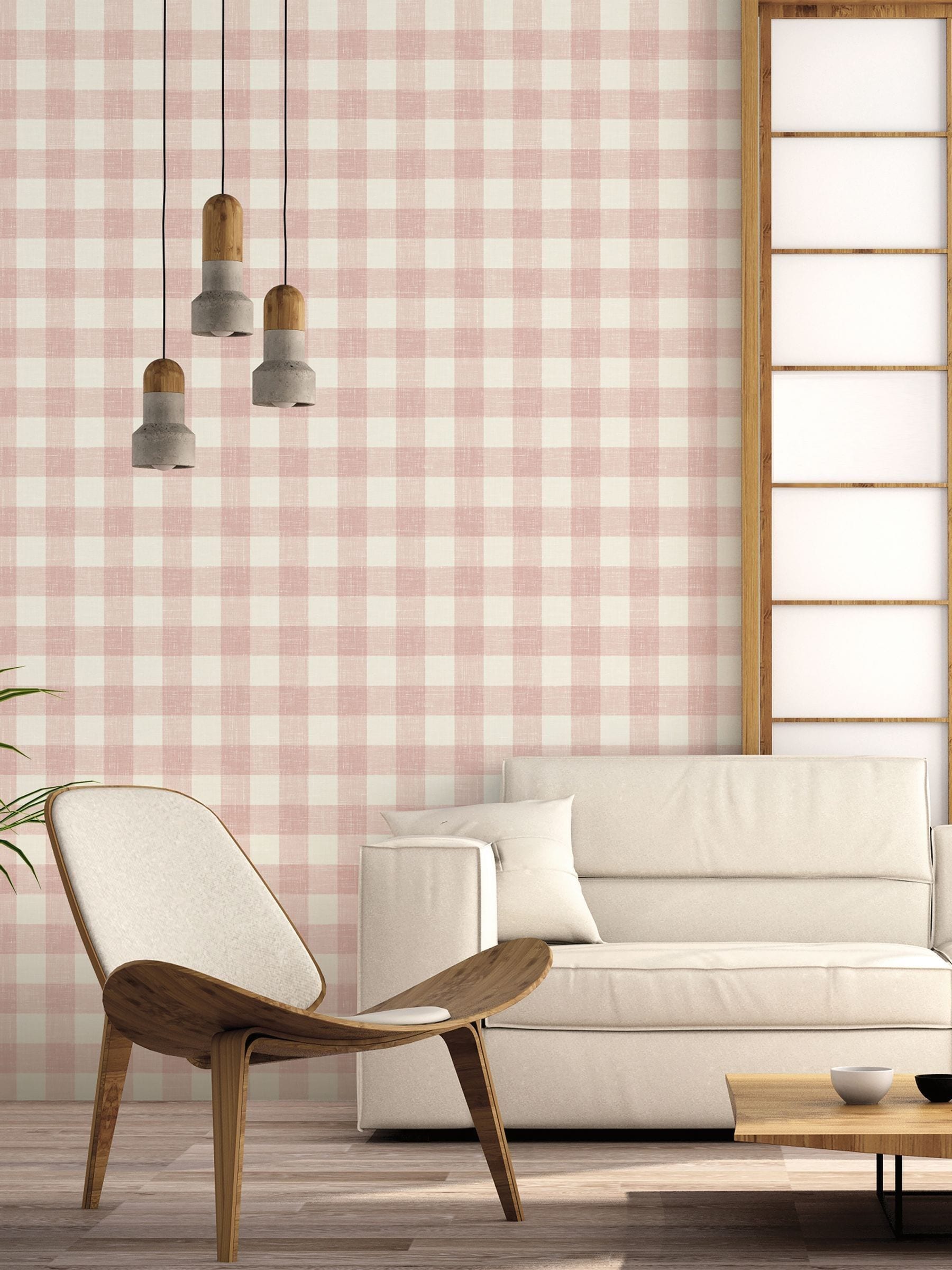 Galerie Pink French Country Plaid A4 Wallpaper Sample