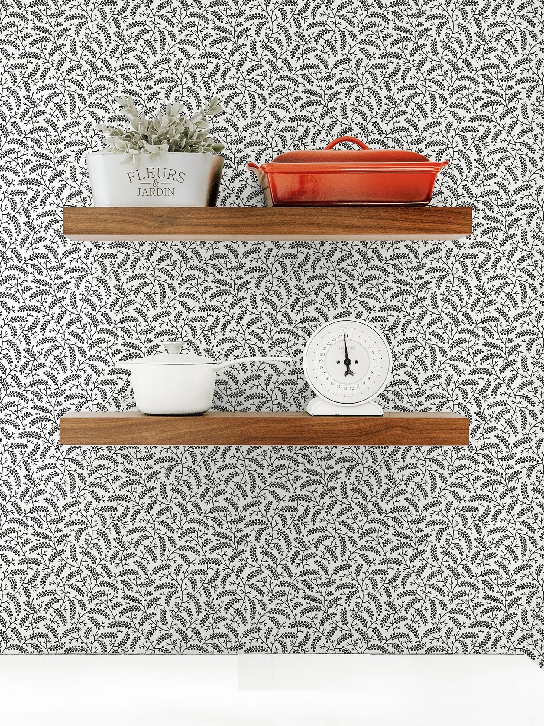 Galerie wallpaper sample Black French Country Leaf A4, UK version