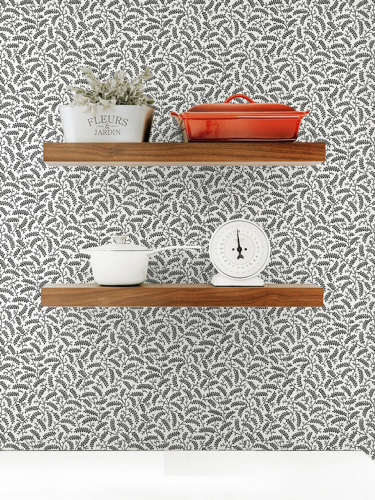Galerie wallpaper sample Black French Country Leaf A4, UK version