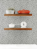 Galerie wallpaper sample Black French Country Leaf A4, UK version