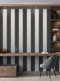 Style Sisters beige wide stripe wallpaper sample A4, imported from the UK