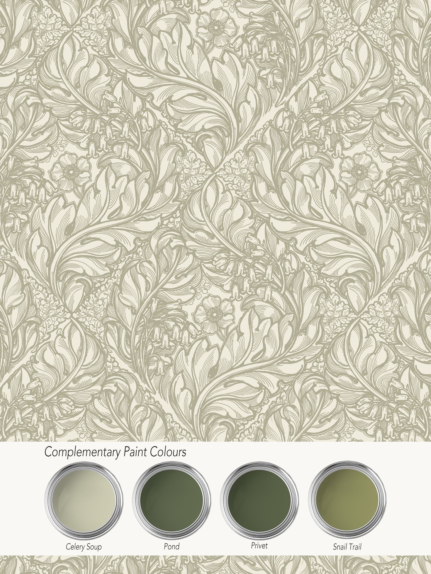 Laurence Llewelyn-Bowen green Rambleicious floral print wallpaper sample A4 - British product