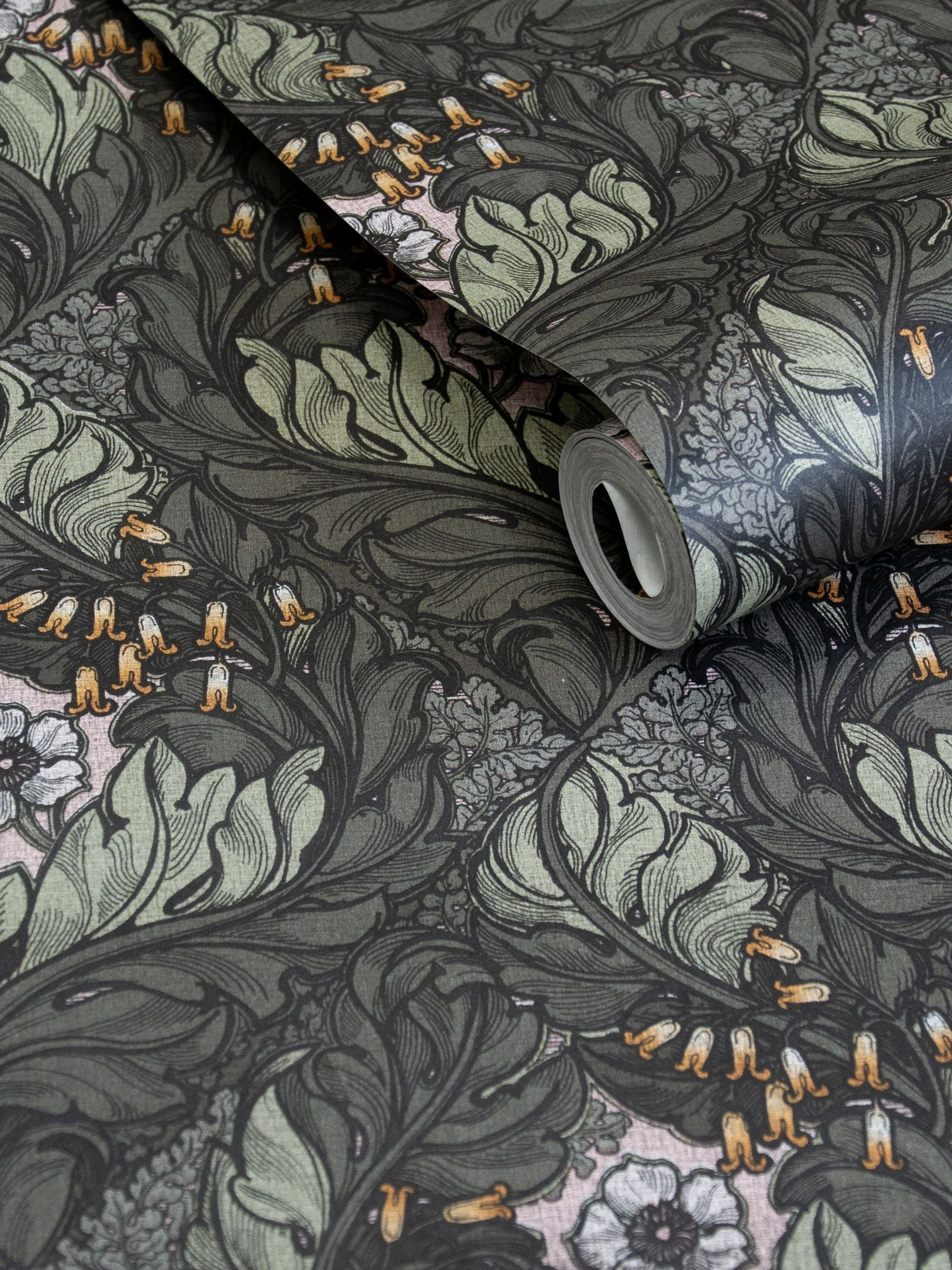 Laurence Llewelyn-Bowen wallpaper sample green Rambleicious floral print A4 - British product