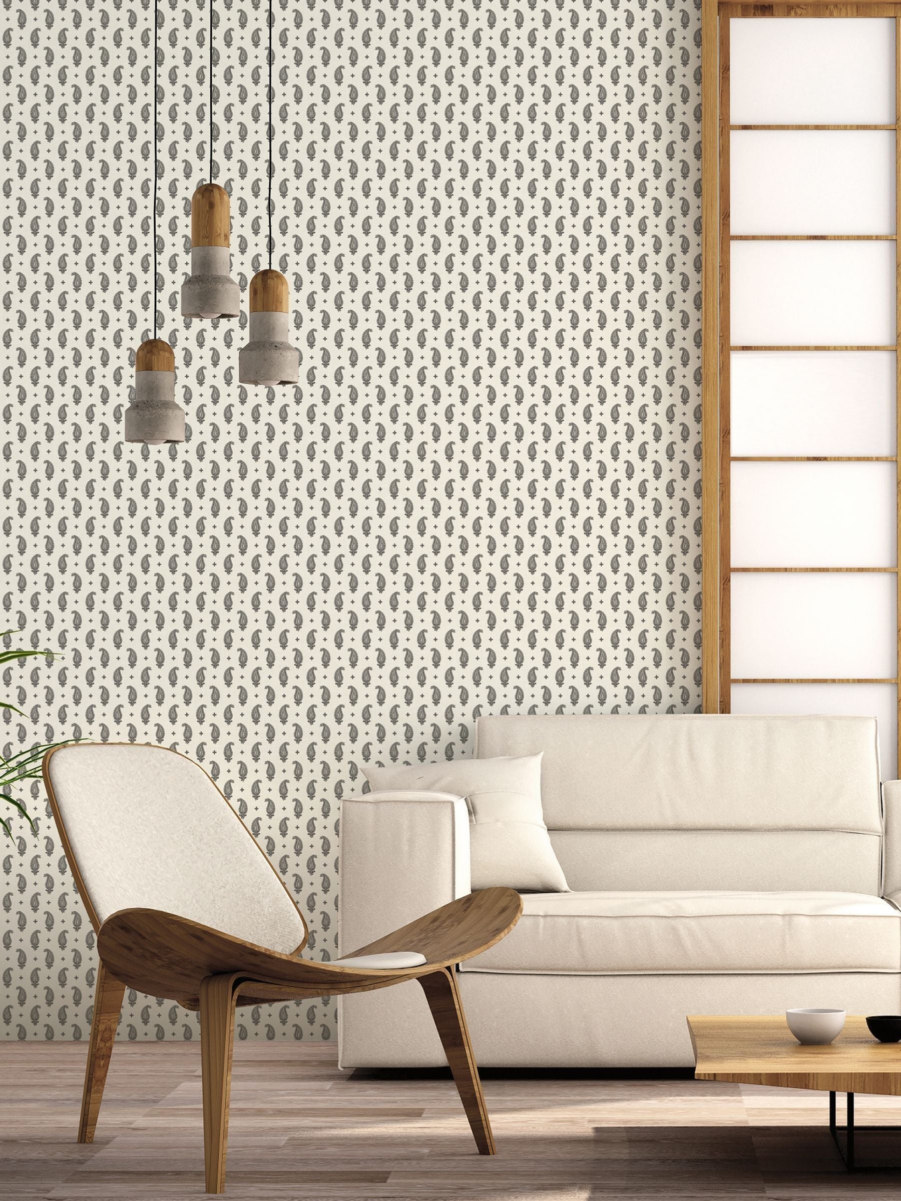 Galerie Black French Country Motif A4 Wallpaper Sample
