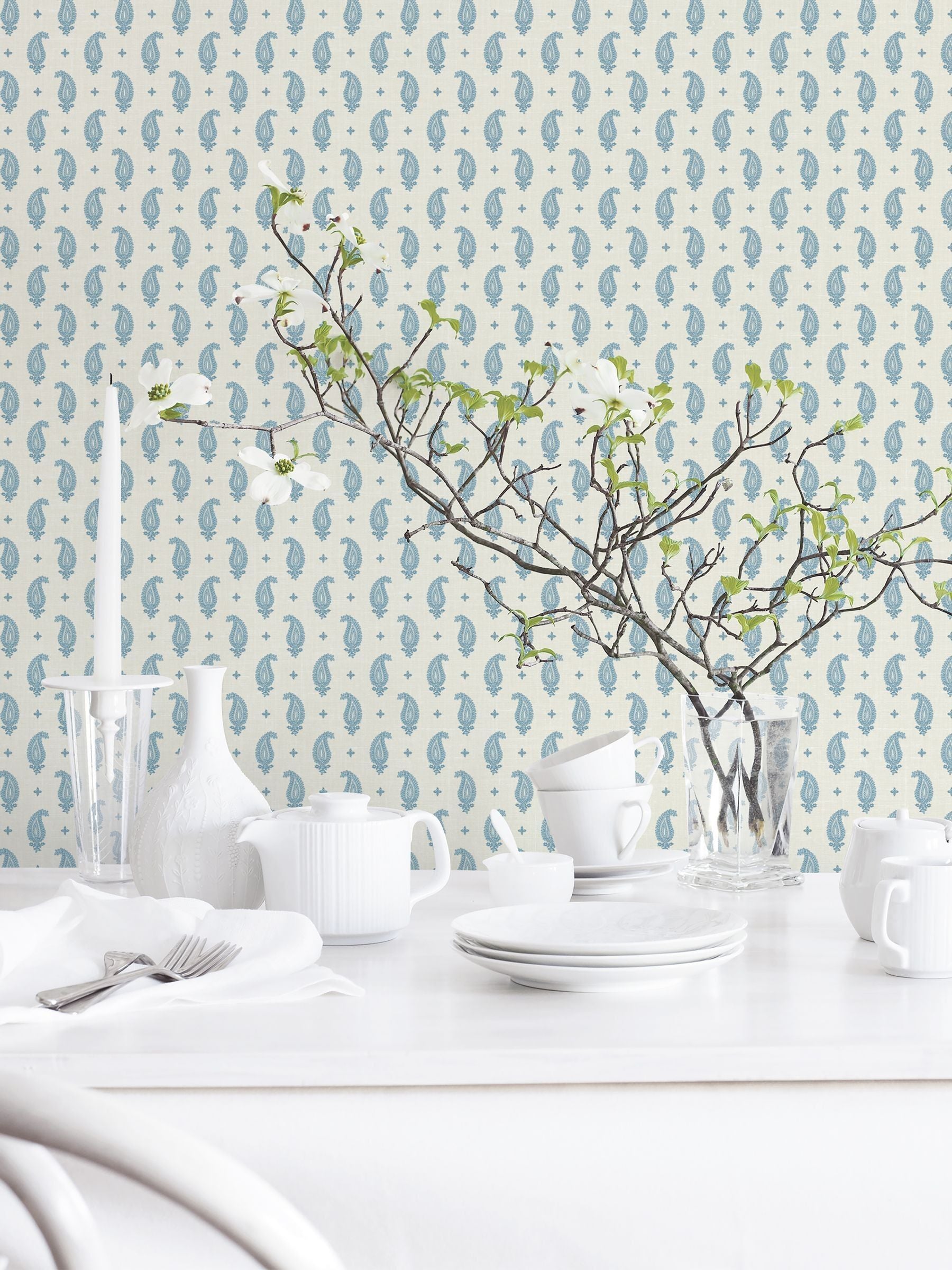 Galerie Blue French Country Motif A4 Wallpaper Sample
