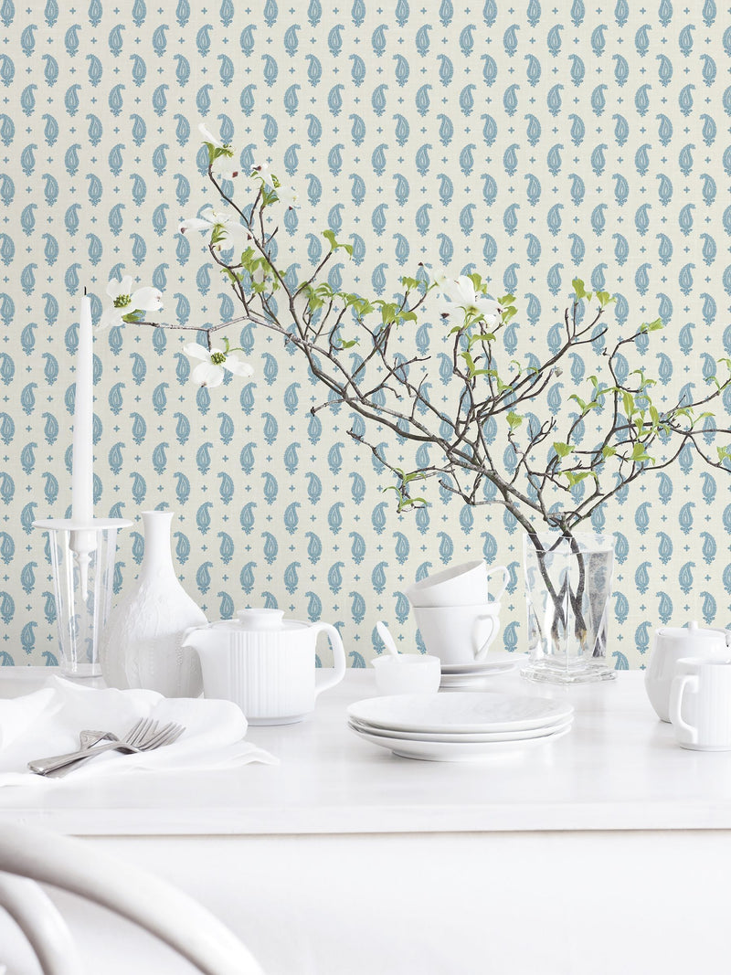 Galerie Blue French Country Motif A4 Wallpaper Sample