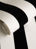 Style Sisters black flock stripe wallpaper sample A4 (British brand)