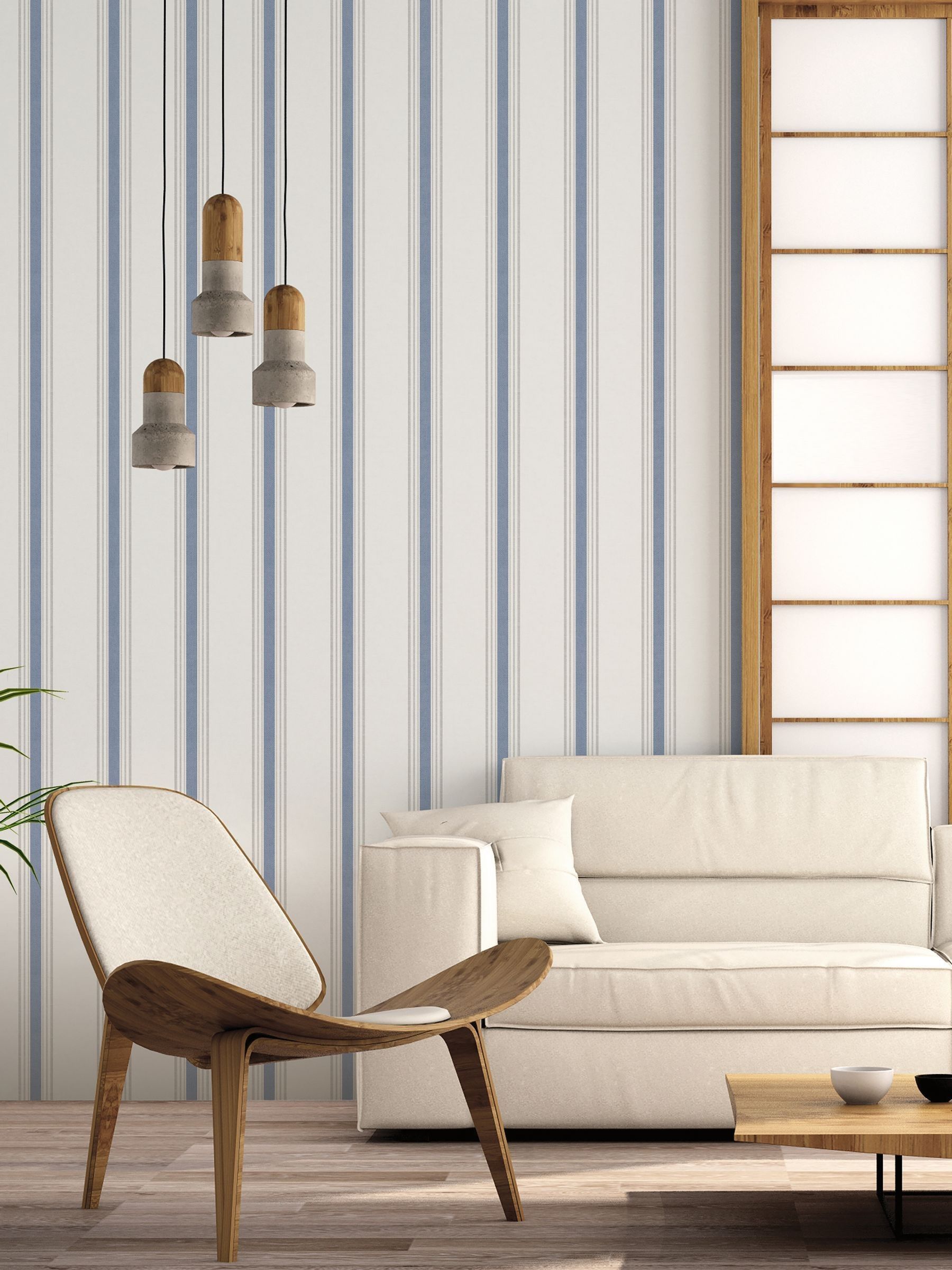 Galerie Blue Spring Blossom Stripe A4 wallpaper sample (British brand)