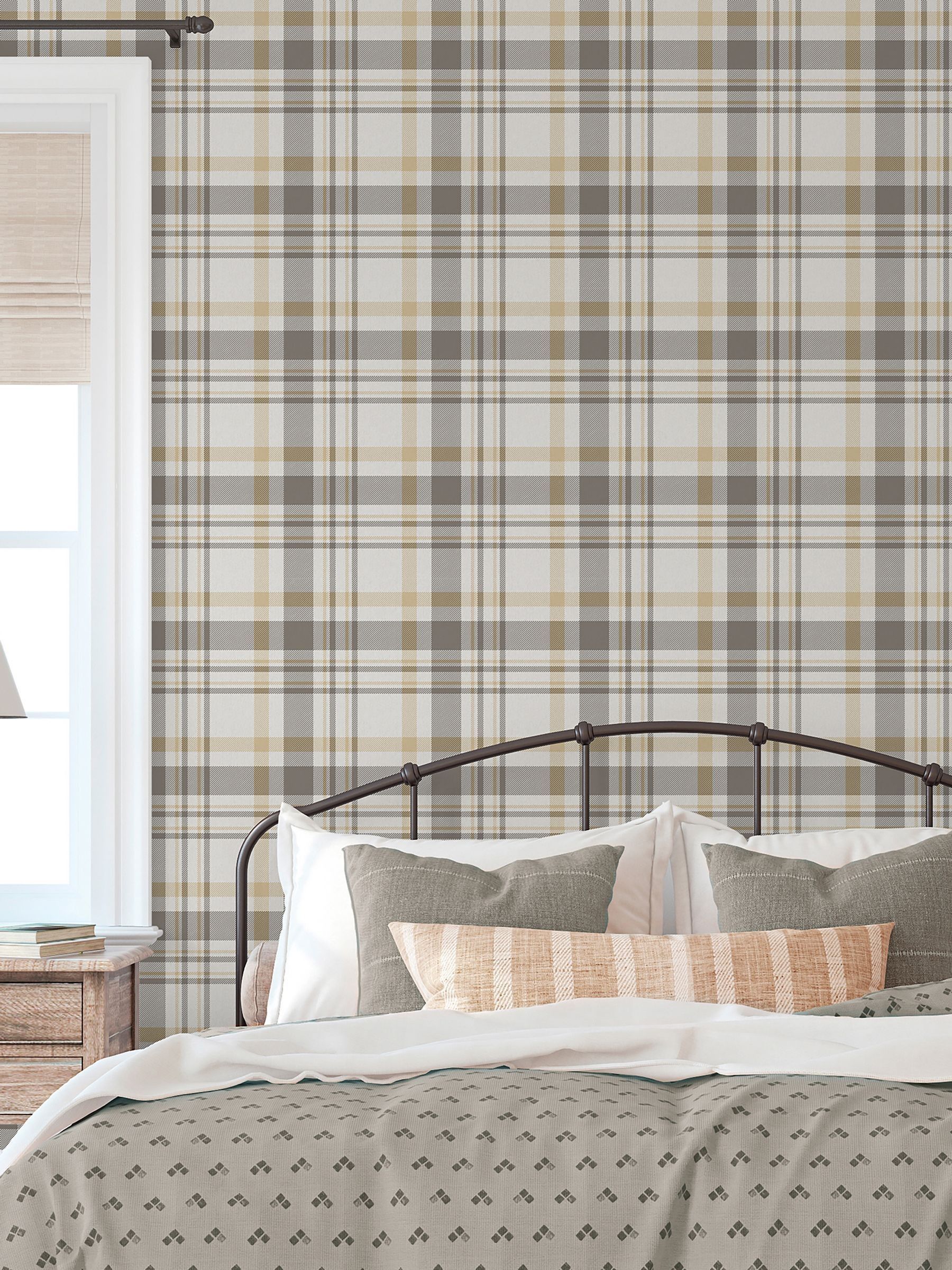 Galerie Yellow Spring Blossom Plaid A4 Wallpaper Sample