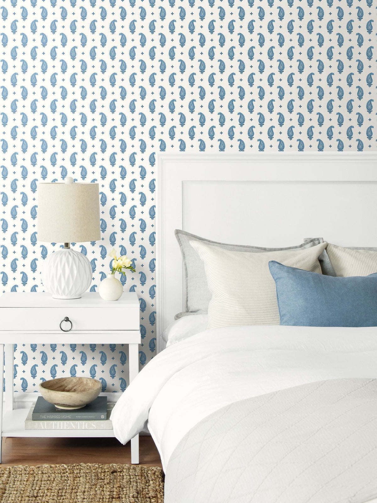 Galerie wallpaper sample Blue French Country Motif A4, imported from the UK
